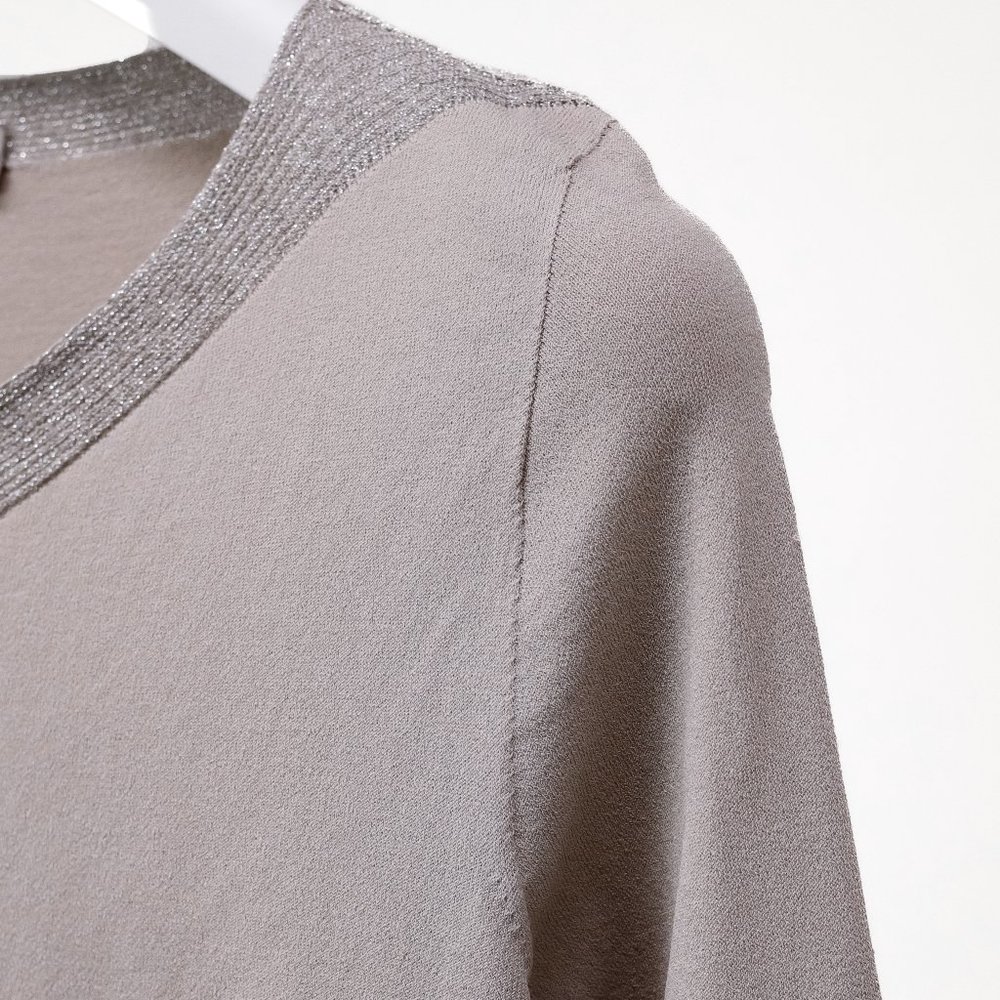 D. Exterior Taupe Glitter Rib Blouse - Picture 6 of 11